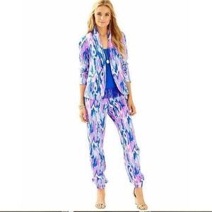 Lilly Pulitzer Saffron Amethyst Printed One Too Many Jogger Size 4